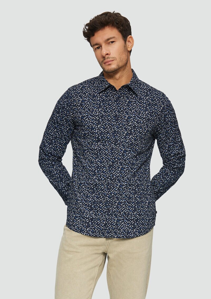 Slim Fit: Gemustertes Hemd aus Popelin