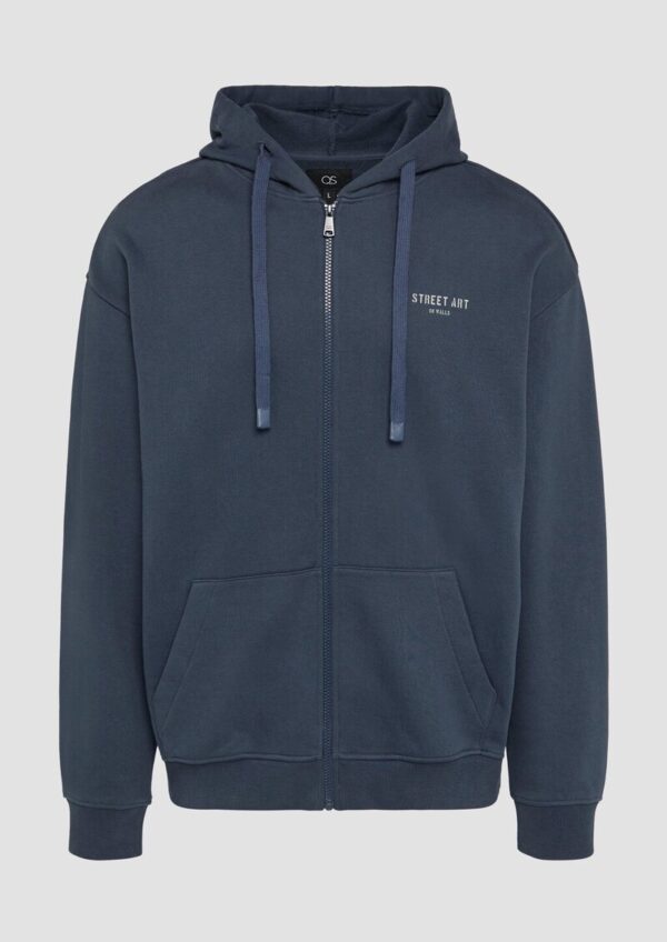 Sweathirt-Jacke mit Kapuze und Frontdruck