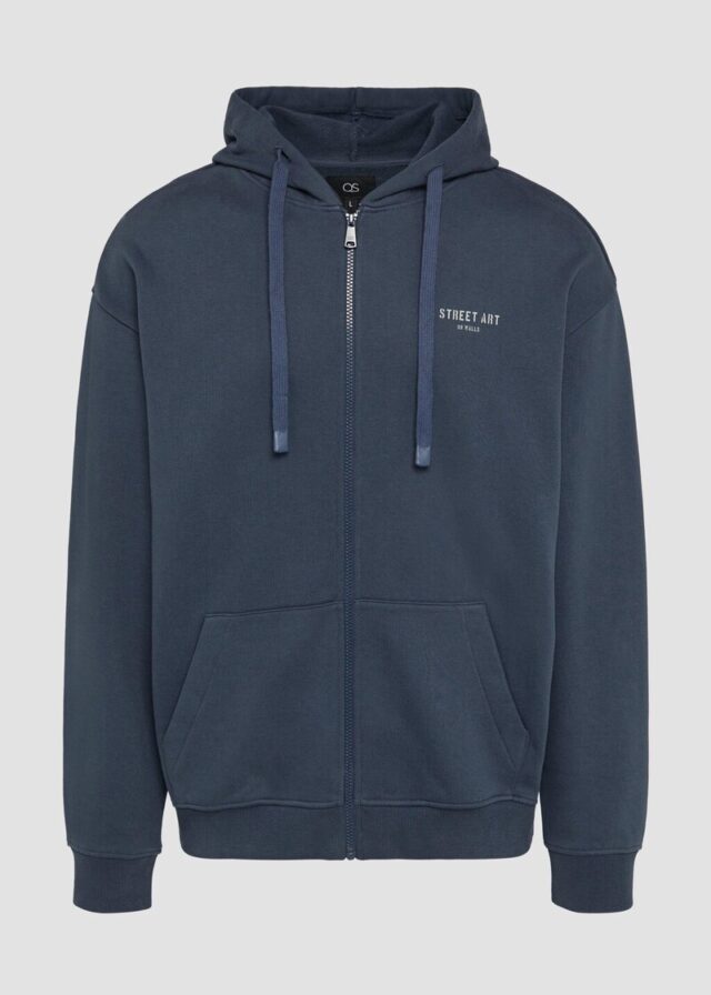 Sweathirt-Jacke mit Kapuze und Frontdruck