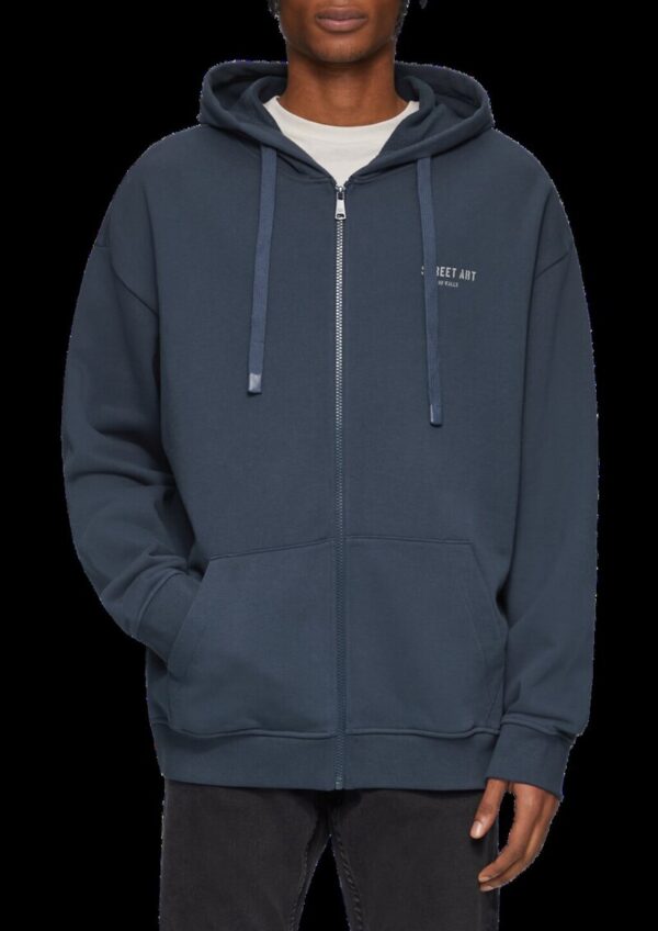 Sweathirt-Jacke mit Kapuze und Frontdruck