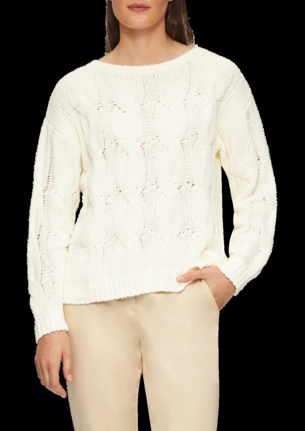 Weicher Strickpullover mit Zopfmuster