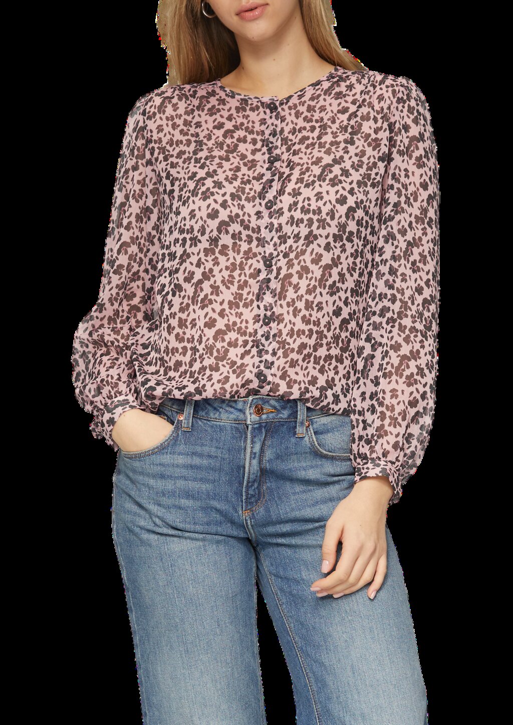 Leicht transparente Chiffonbluse mit All-over-Print