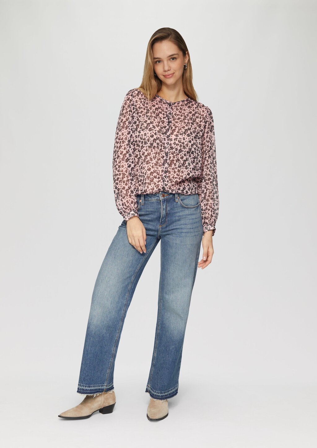 Leicht transparente Chiffonbluse mit All-over-Print