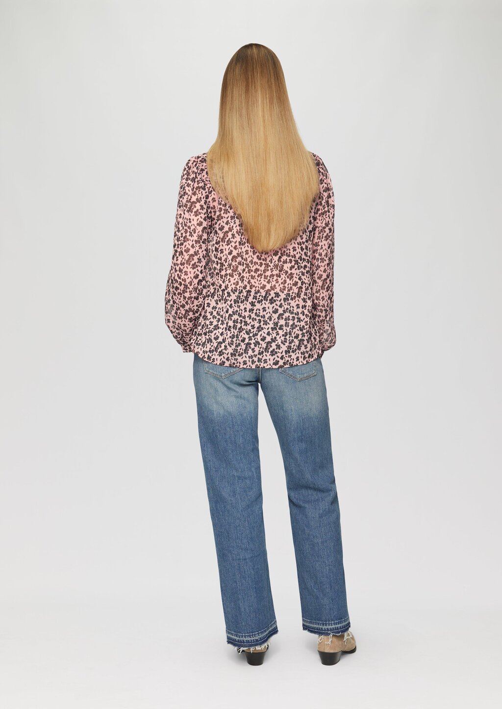 Leicht transparente Chiffonbluse mit All-over-Print