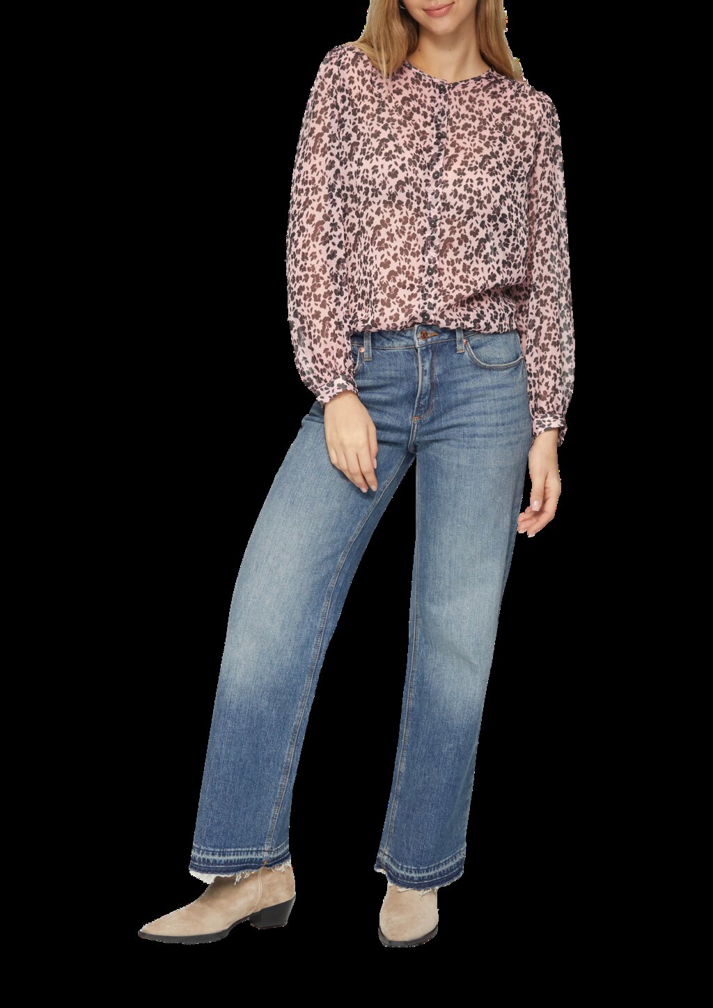 Leicht transparente Chiffonbluse mit All-over-Print