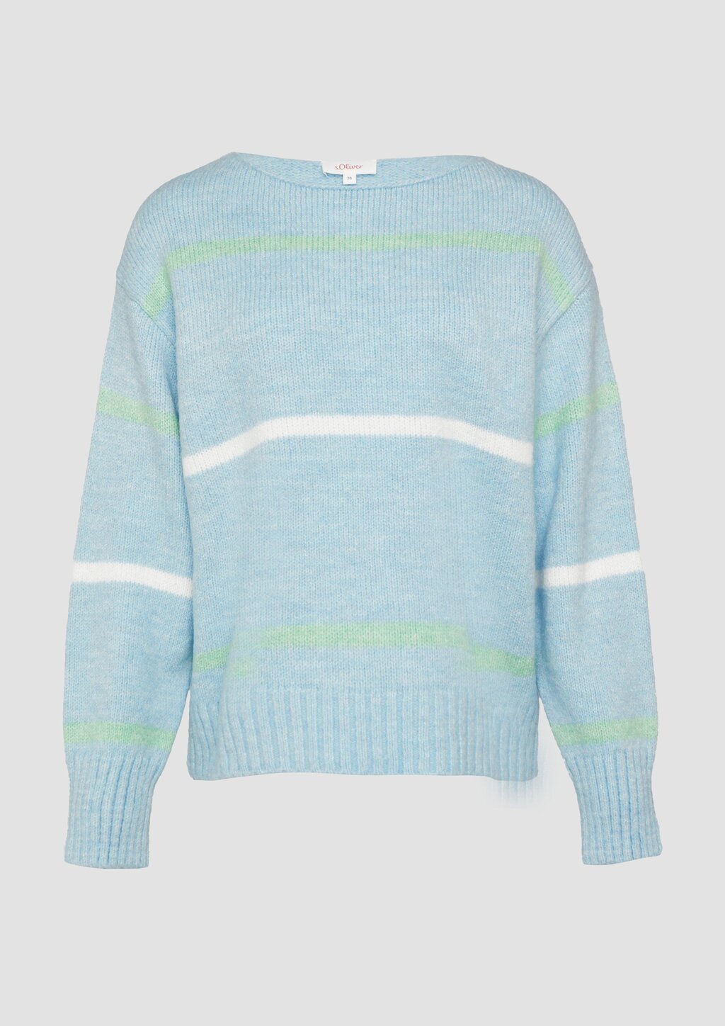 Gestreifter Strickpullover mit Rollkante