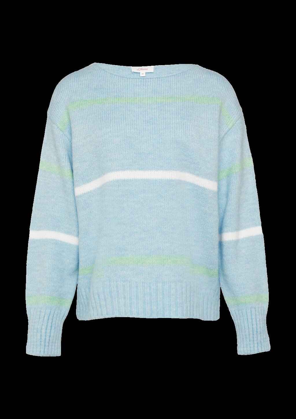Gestreifter Strickpullover mit Rollkante