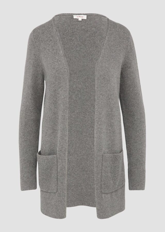 Lange Strickjacke mit Rippbündchen