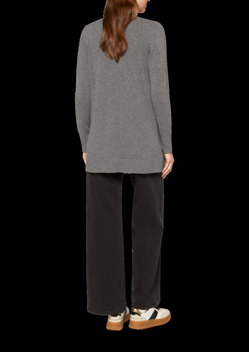 Lange Strickjacke mit Rippbündchen