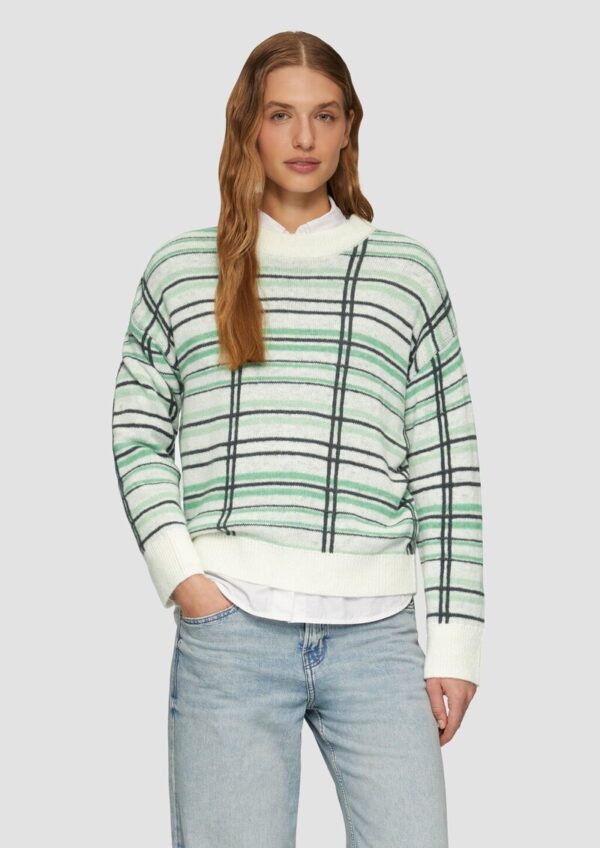 Strickpullover aus Wollmix mit Karomuster