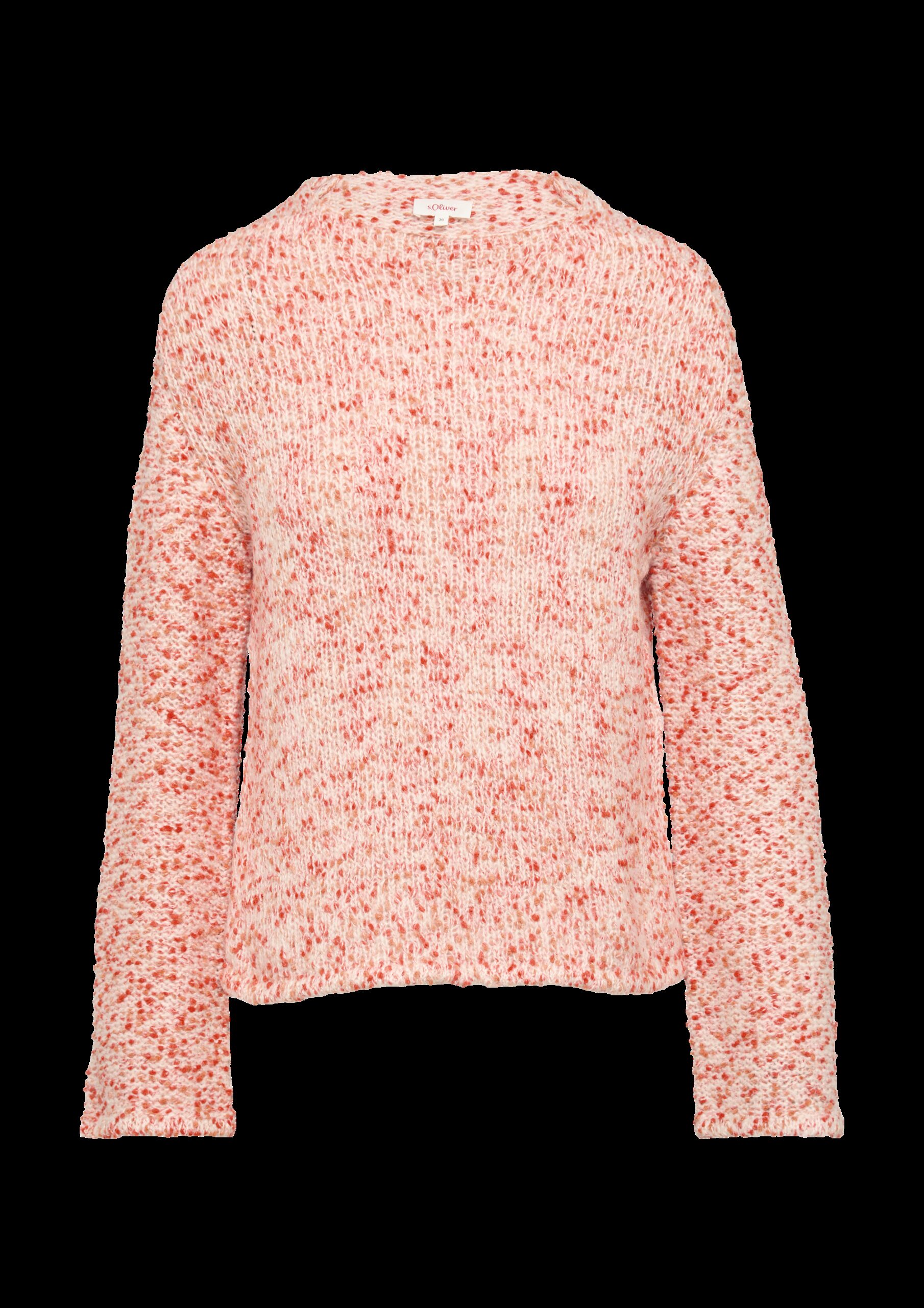 Melierter Strickpullover mit weiten Ärmeln