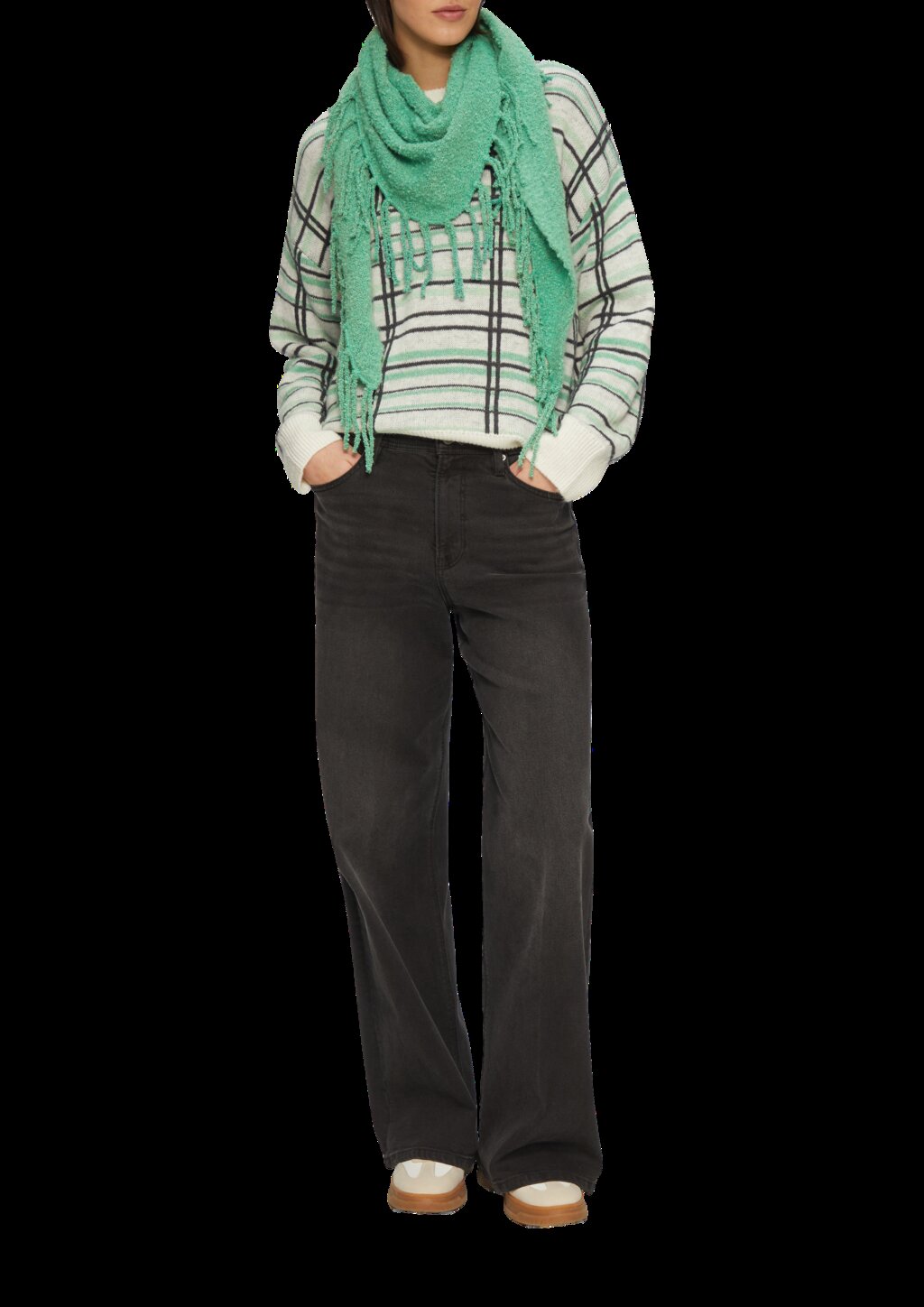 Bouclé-Tuch mit Fransen