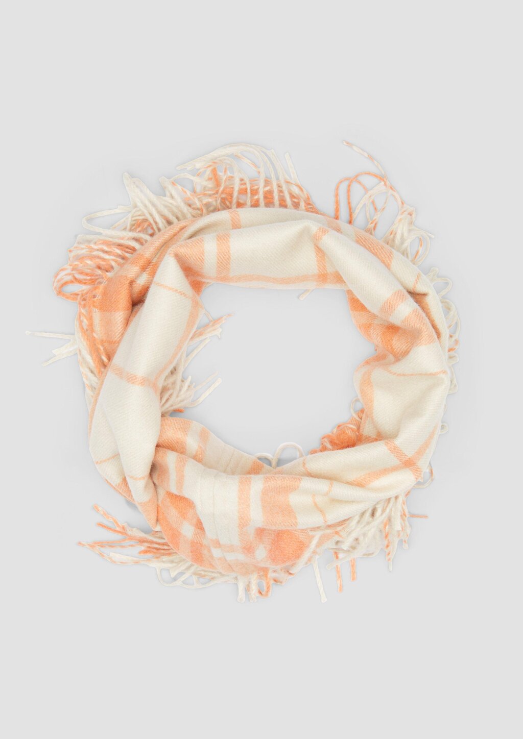 Karierter Loop-Schal mit Fransen