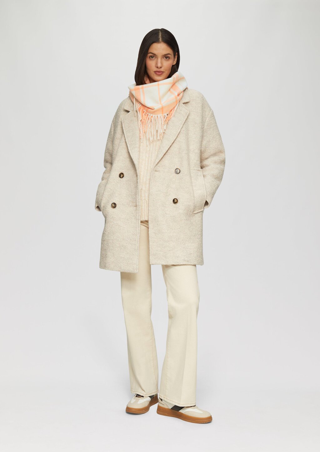 Karierter Loop-Schal mit Fransen