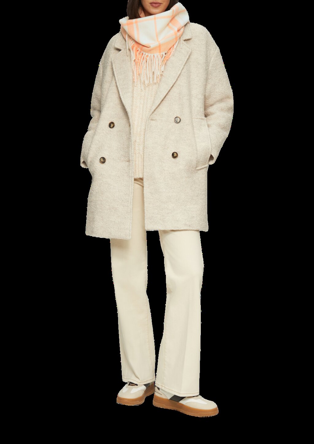 Karierter Loop-Schal mit Fransen