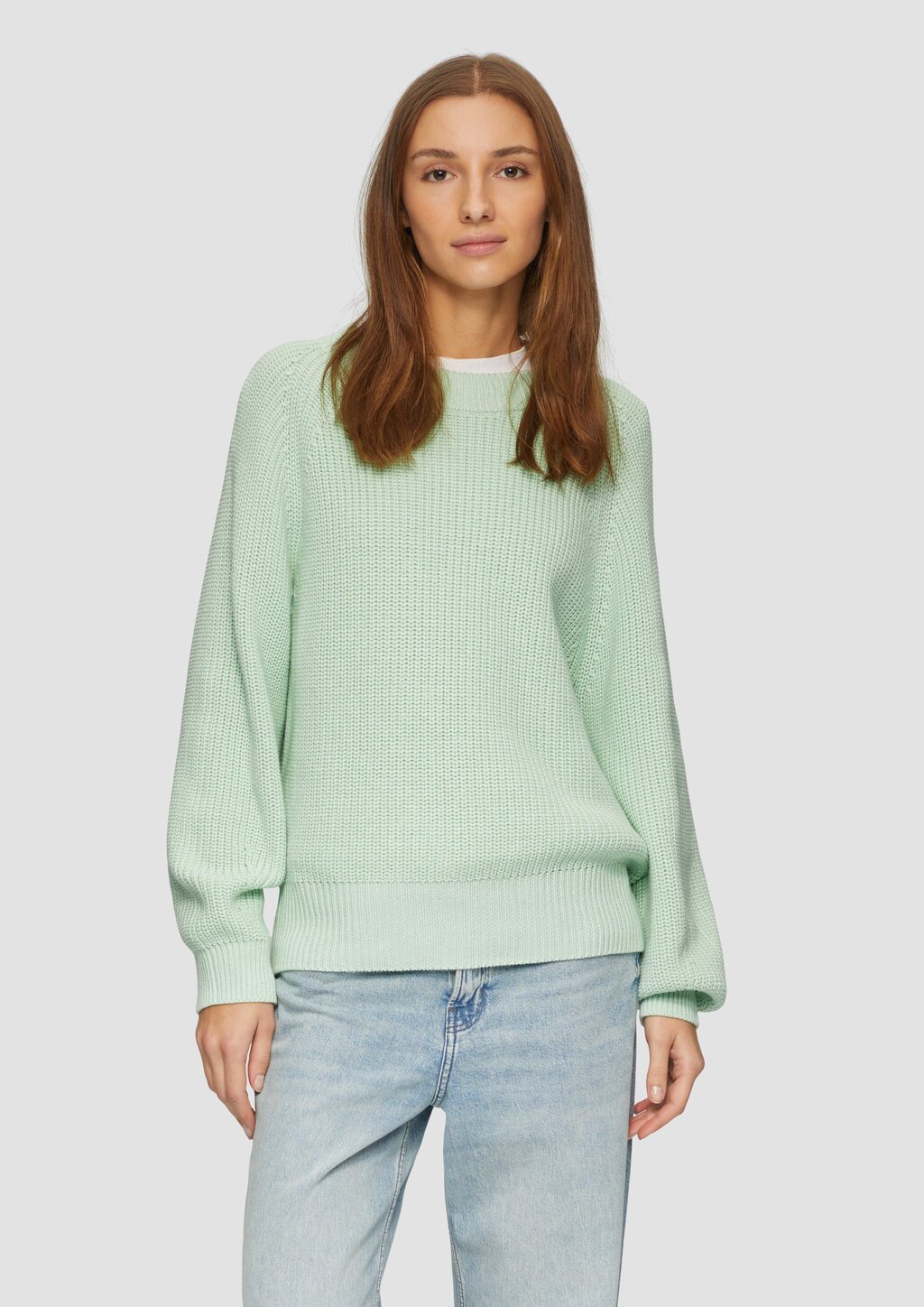 Strickpullover mit Raglan-Ärmeln und Rippbündchen