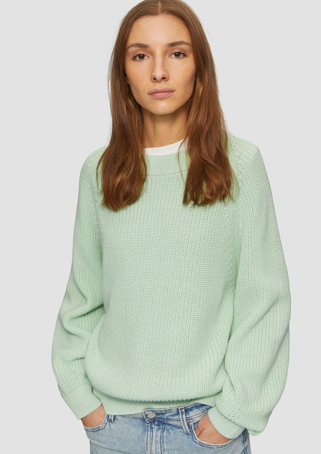 Strickpullover mit Raglan-Ärmeln und Rippbündchen