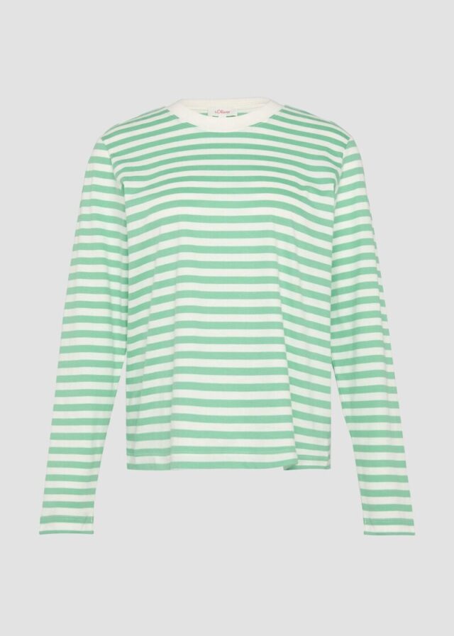 Gestreiftes Langarmshirt aus Baumwolljersey