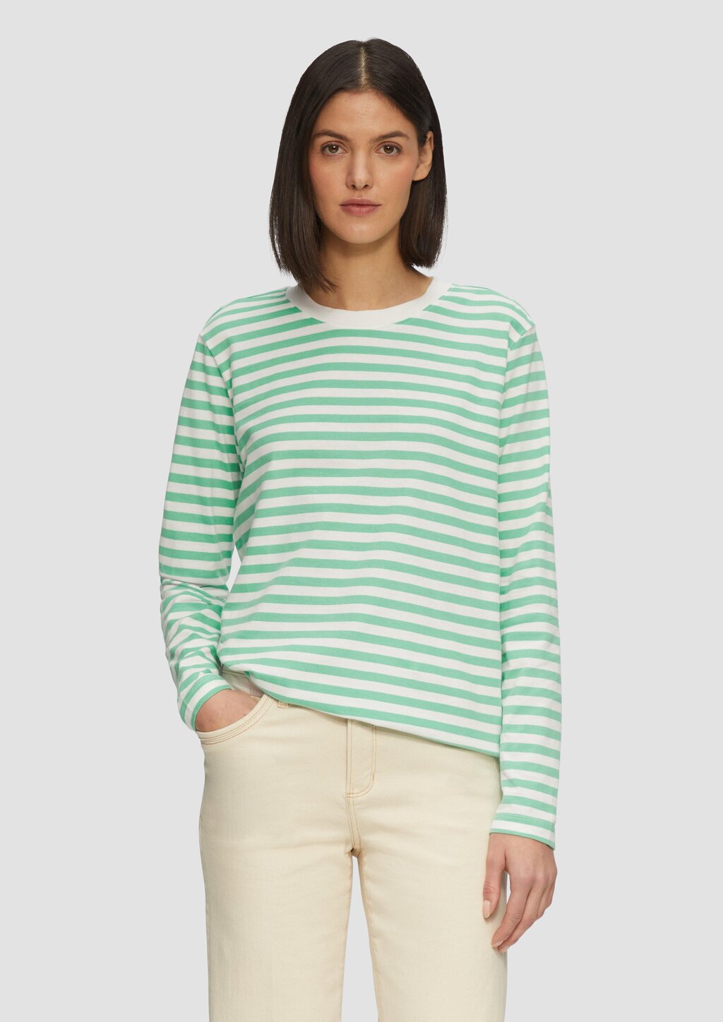 Gestreiftes Langarmshirt aus Baumwolljersey