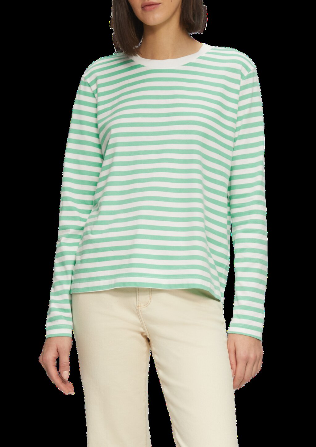 Gestreiftes Langarmshirt aus Baumwolljersey