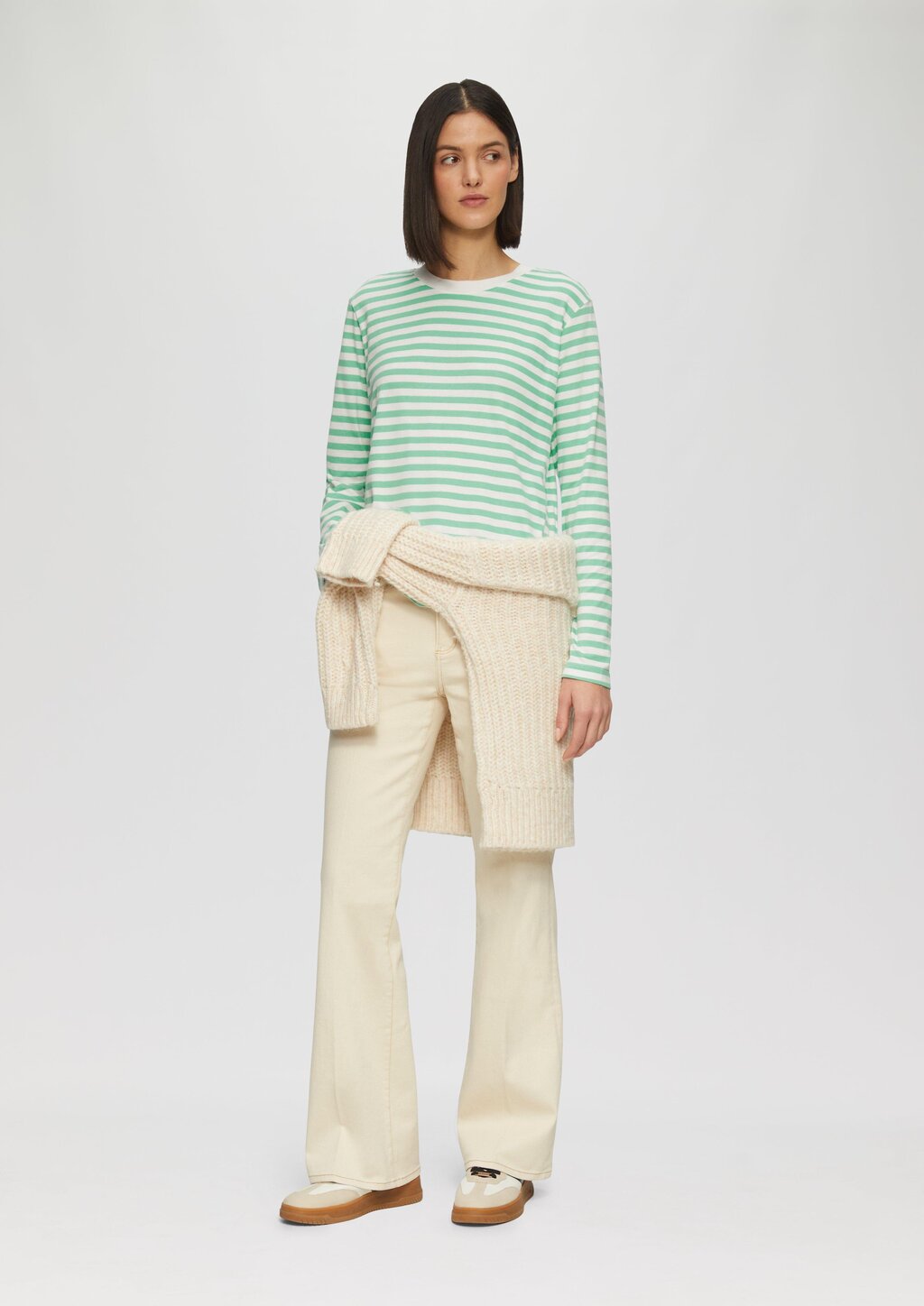 Gestreiftes Langarmshirt aus Baumwolljersey