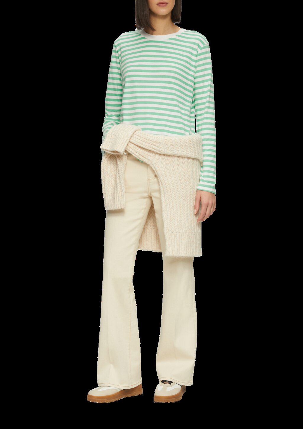 Gestreiftes Langarmshirt aus Baumwolljersey