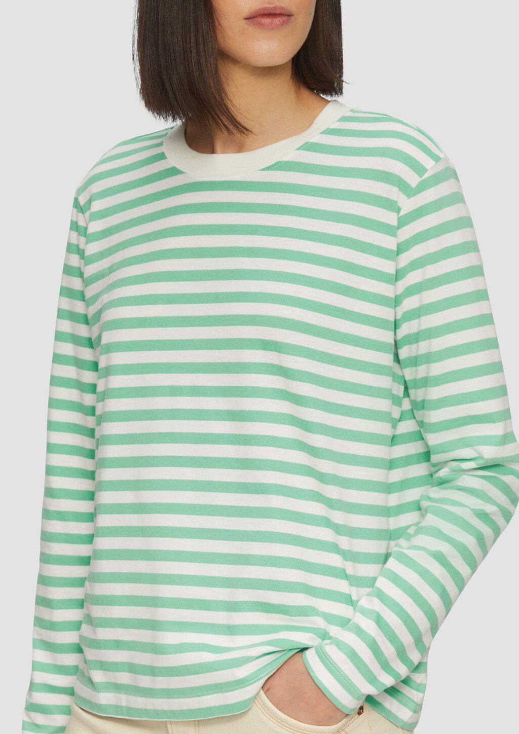 Gestreiftes Langarmshirt aus Baumwolljersey