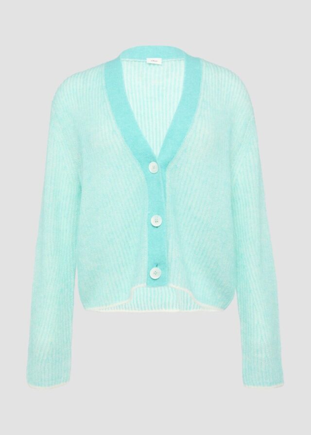 Lockere Strickjacke aus Alpakamix mit Rippstruktur