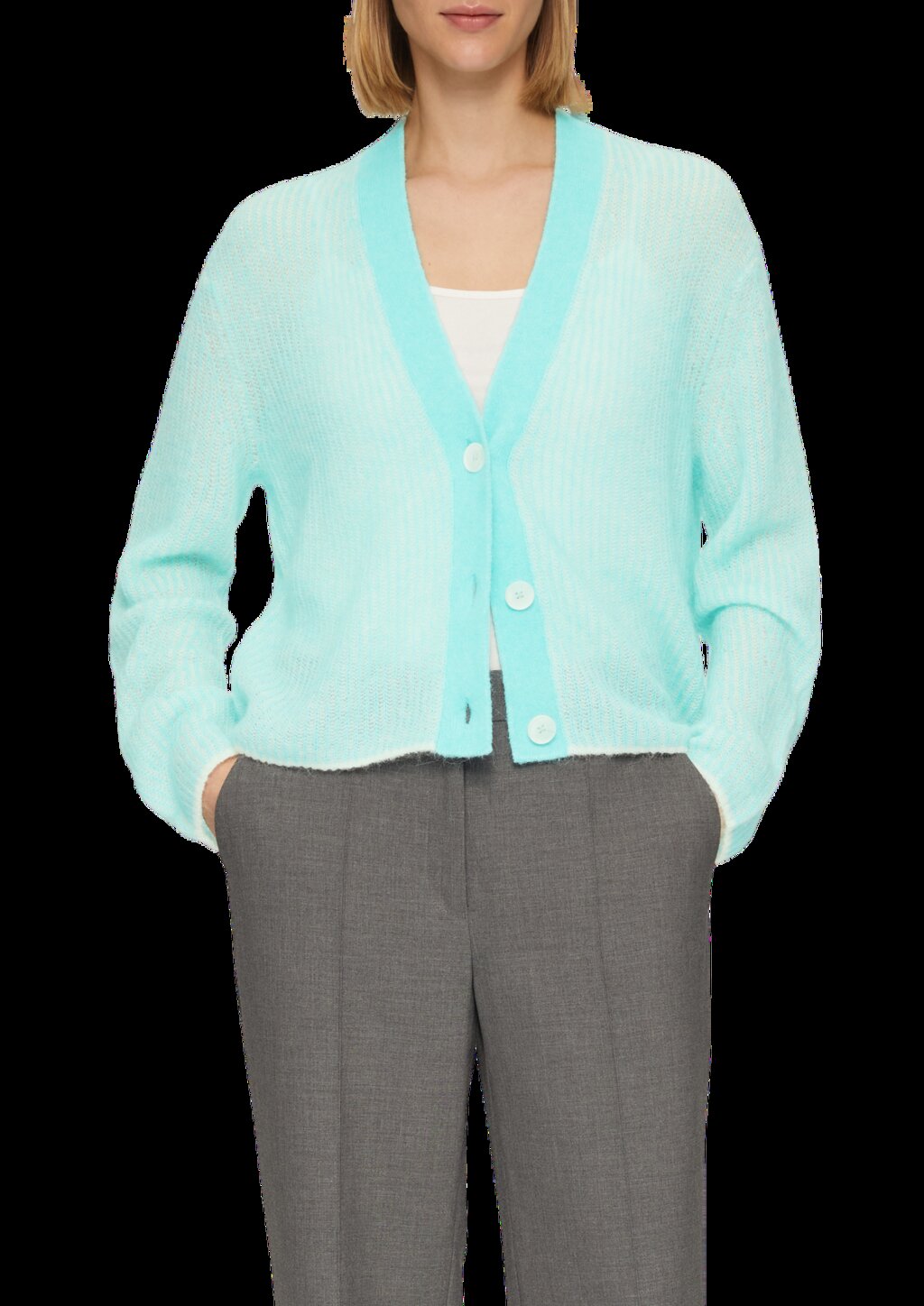 Lockere Strickjacke aus Alpakamix mit Rippstruktur