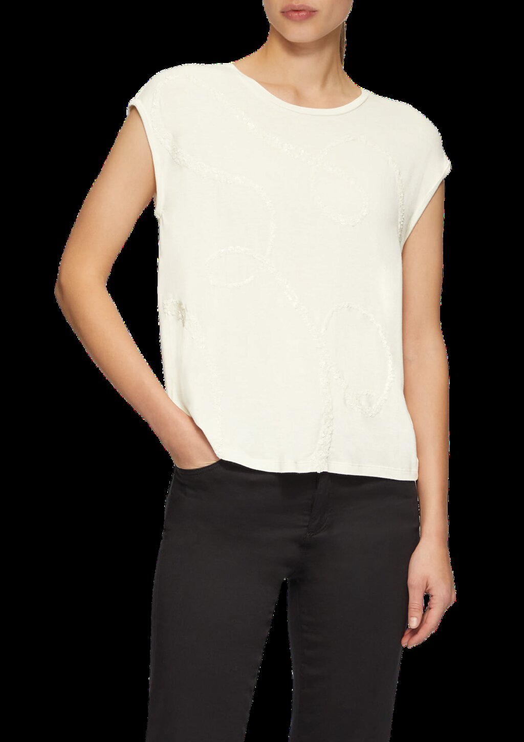 Shirt aus Viskosemix mit Pailletten