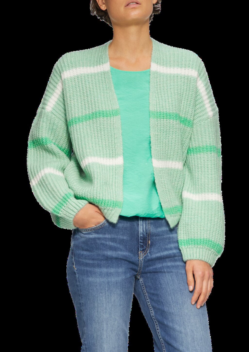 Kurzer Cardigan mit überschnittenen Schultern