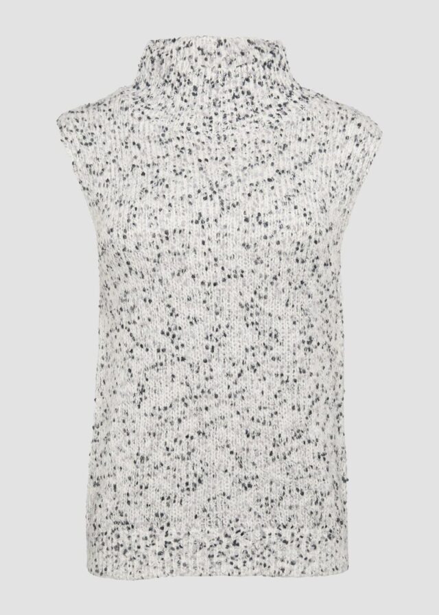 Melierter Pullunder mit Stehkragen