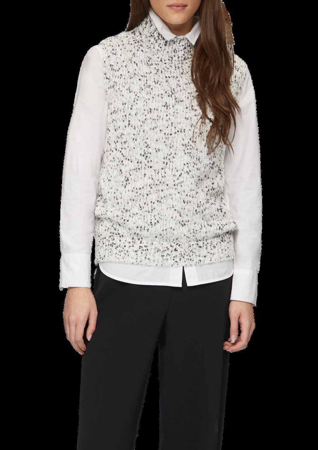 Melierter Pullunder mit Stehkragen