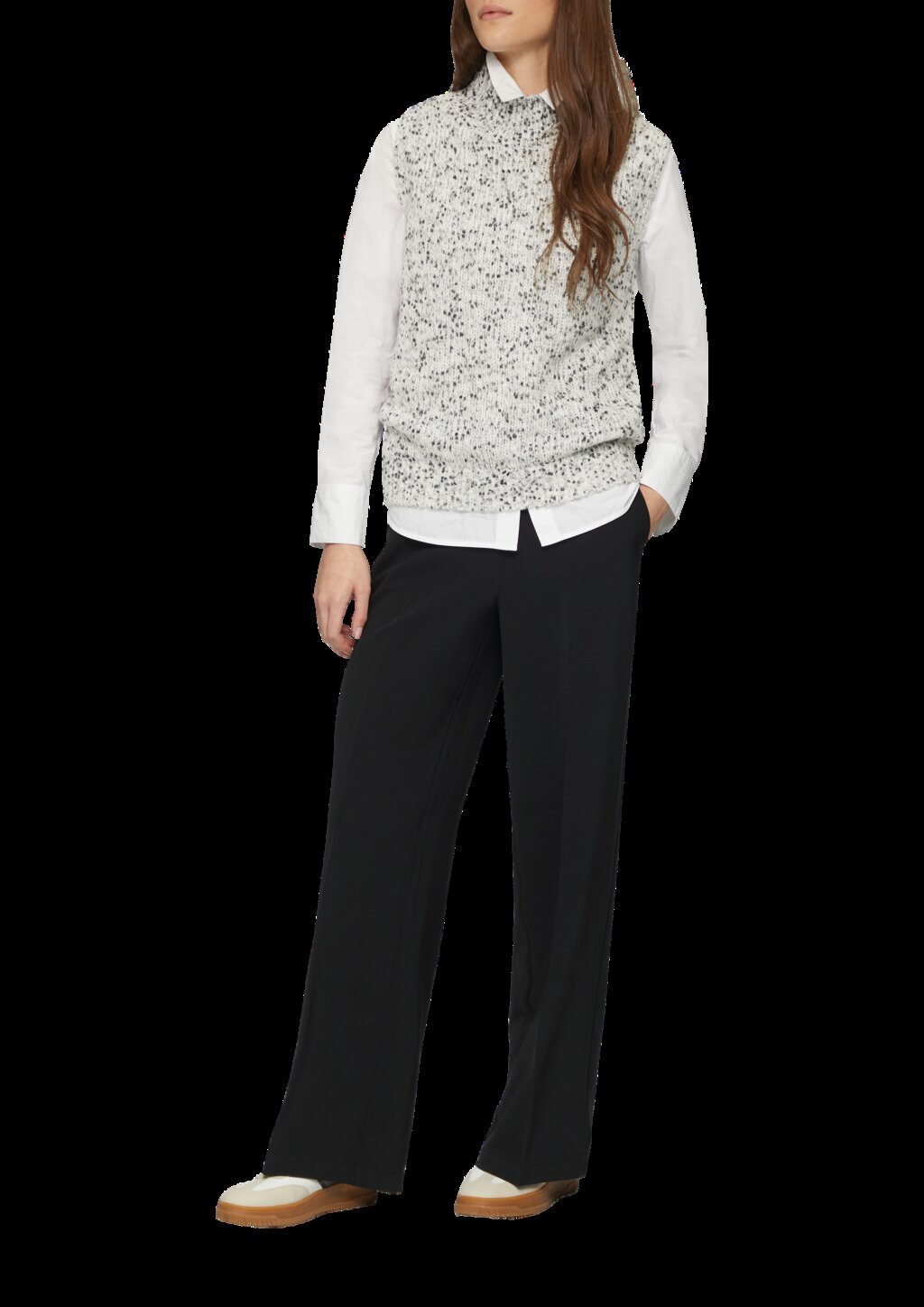 Melierter Pullunder mit Stehkragen