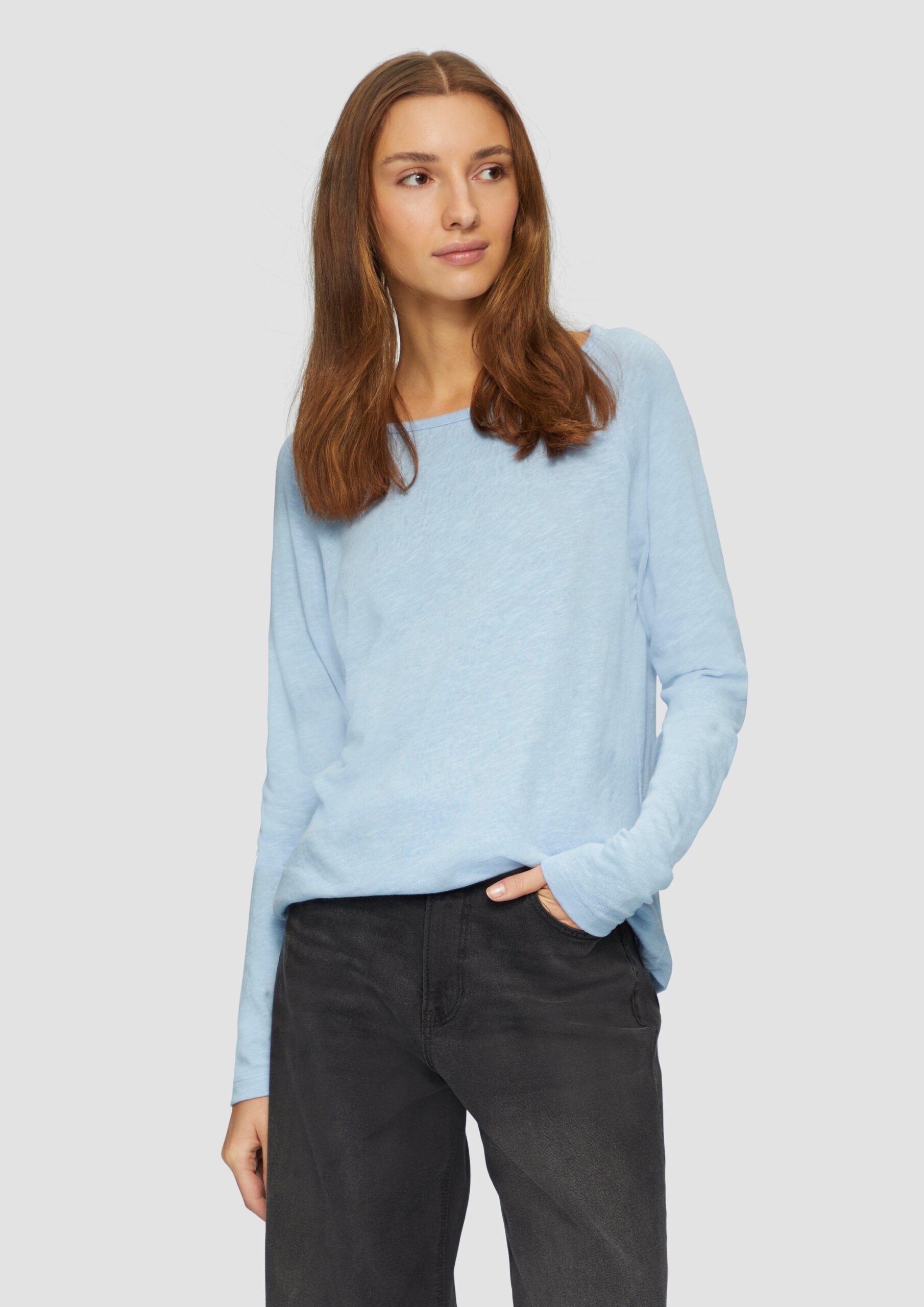 Langarmshirt mit Raglanärmeln und Flammgarnstruktur