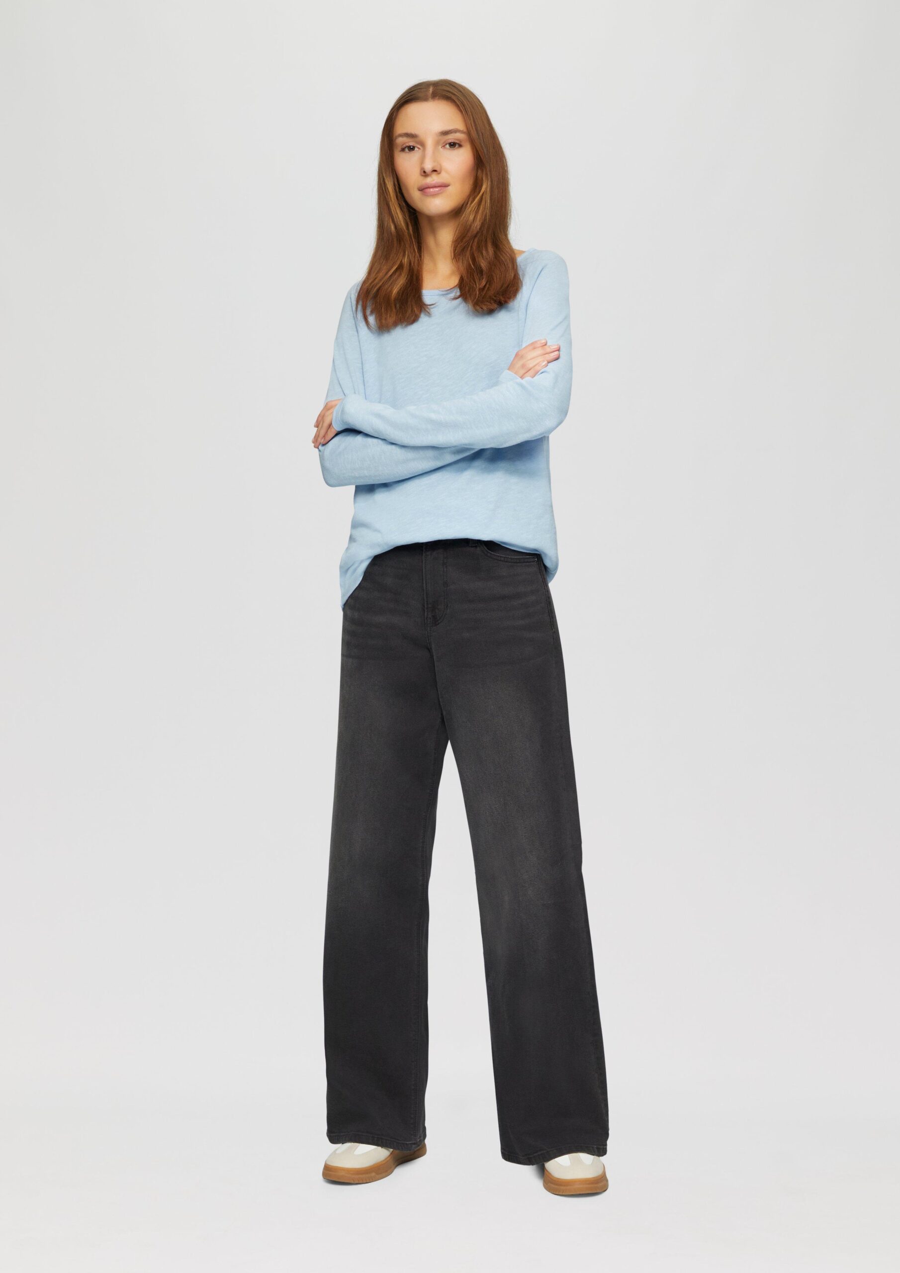 Langarmshirt mit Raglanärmeln und Flammgarnstruktur