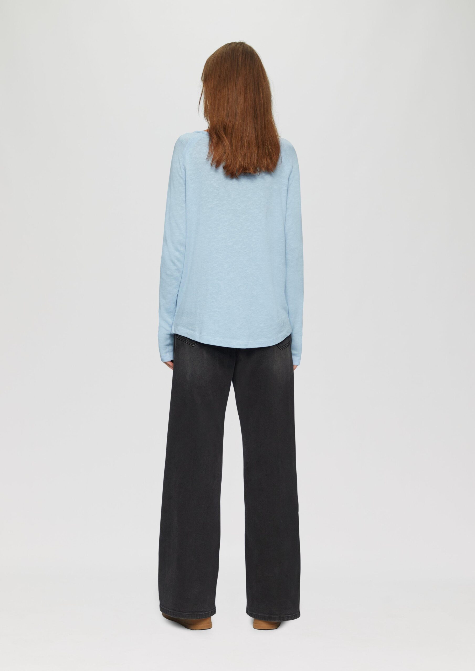 Langarmshirt mit Raglanärmeln und Flammgarnstruktur