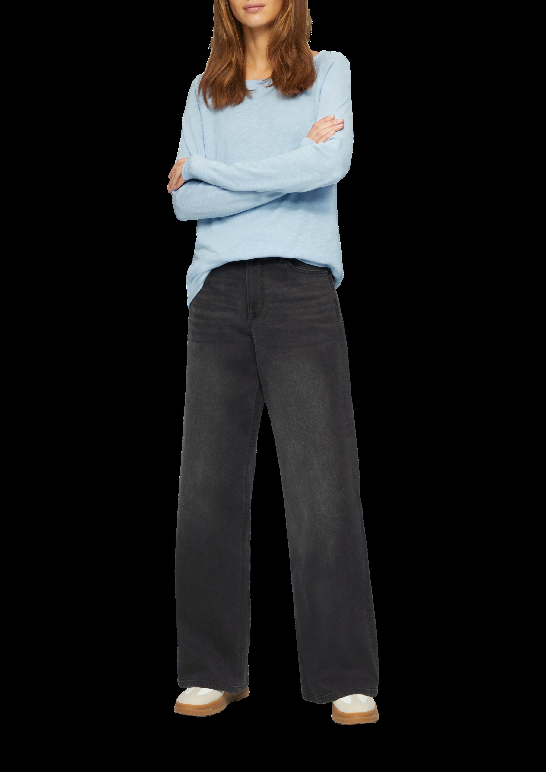 Langarmshirt mit Raglanärmeln und Flammgarnstruktur