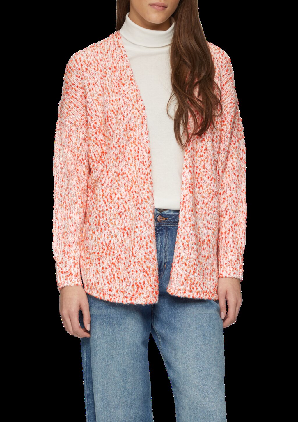 Melierter Cardigan mit weiten Ärmeln im Relaxed Fit