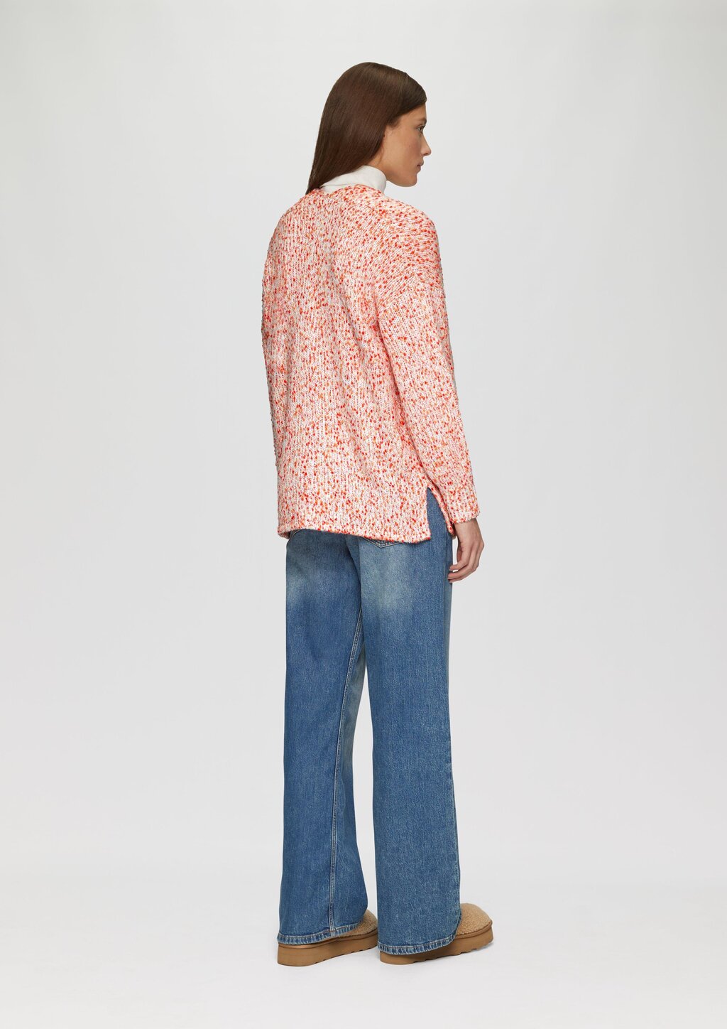 Melierter Cardigan mit weiten Ärmeln im Relaxed Fit