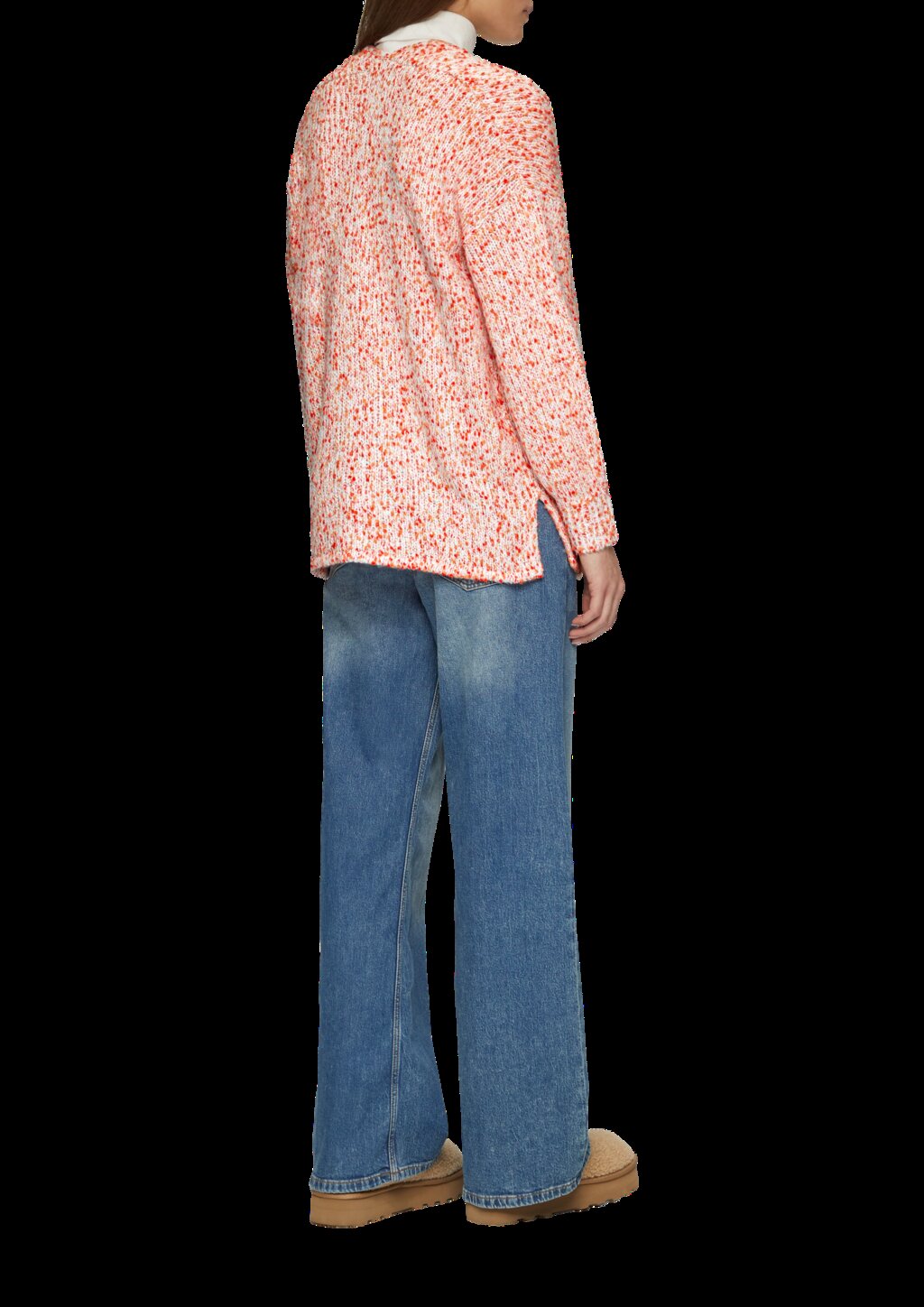 Melierter Cardigan mit weiten Ärmeln im Relaxed Fit