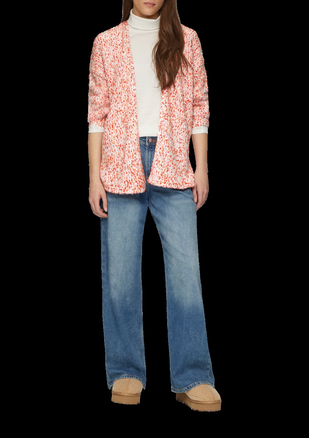 Melierter Cardigan mit weiten Ärmeln im Relaxed Fit