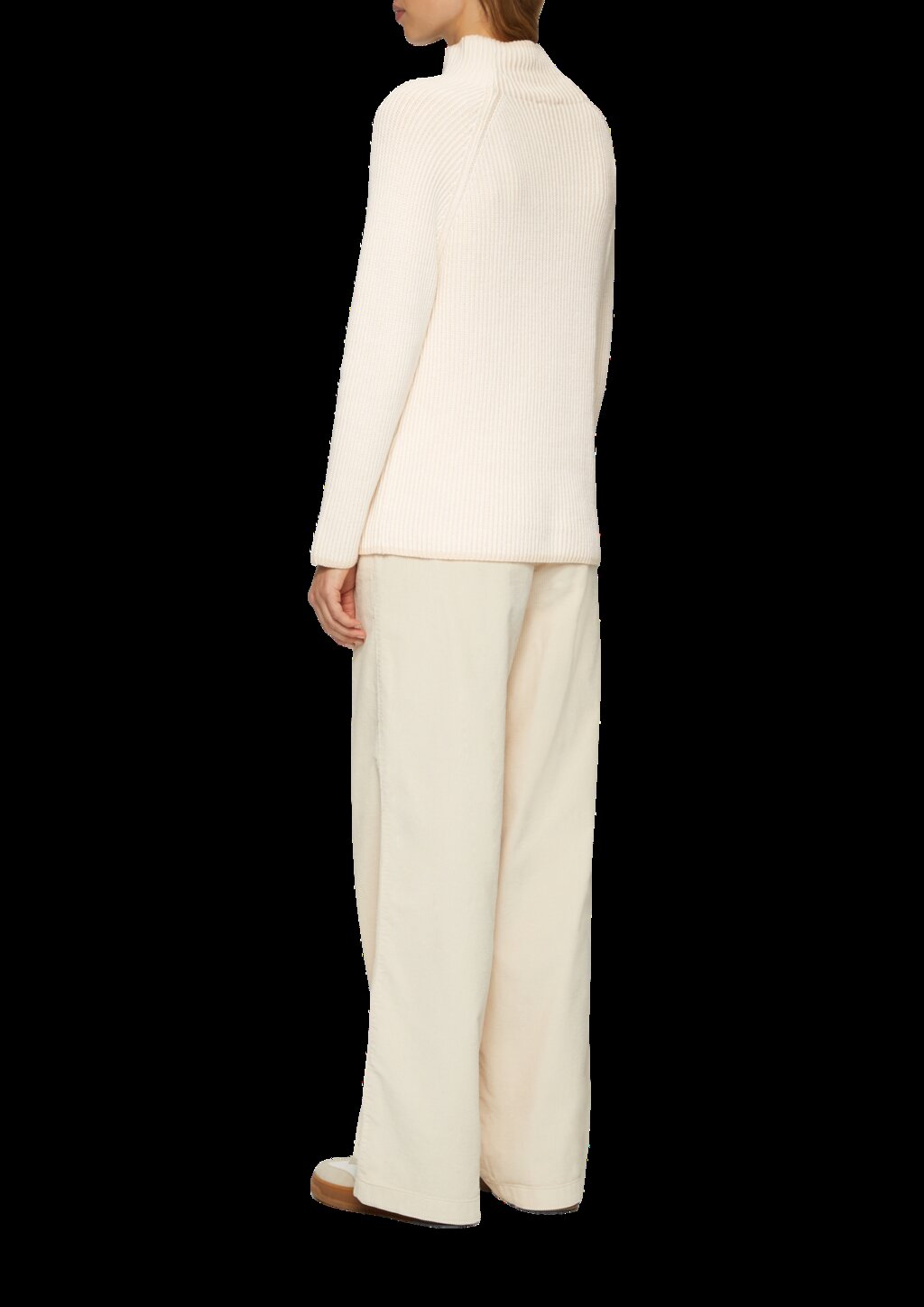 Zweifarbiger Strickpullover mit Stehkragen