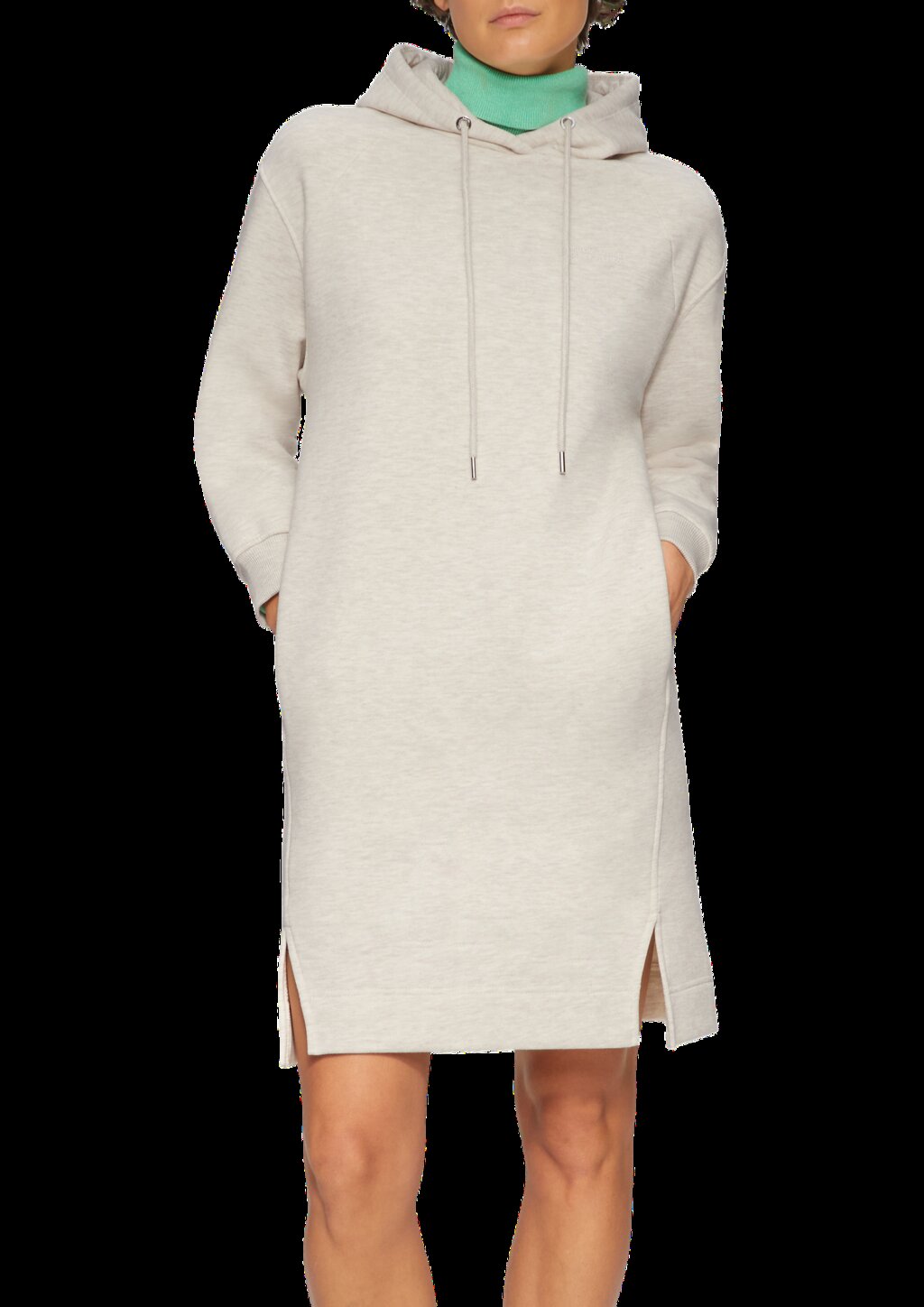 Sweat-Kleid mit seitlichen Eingrifftaschen und Schlitzen