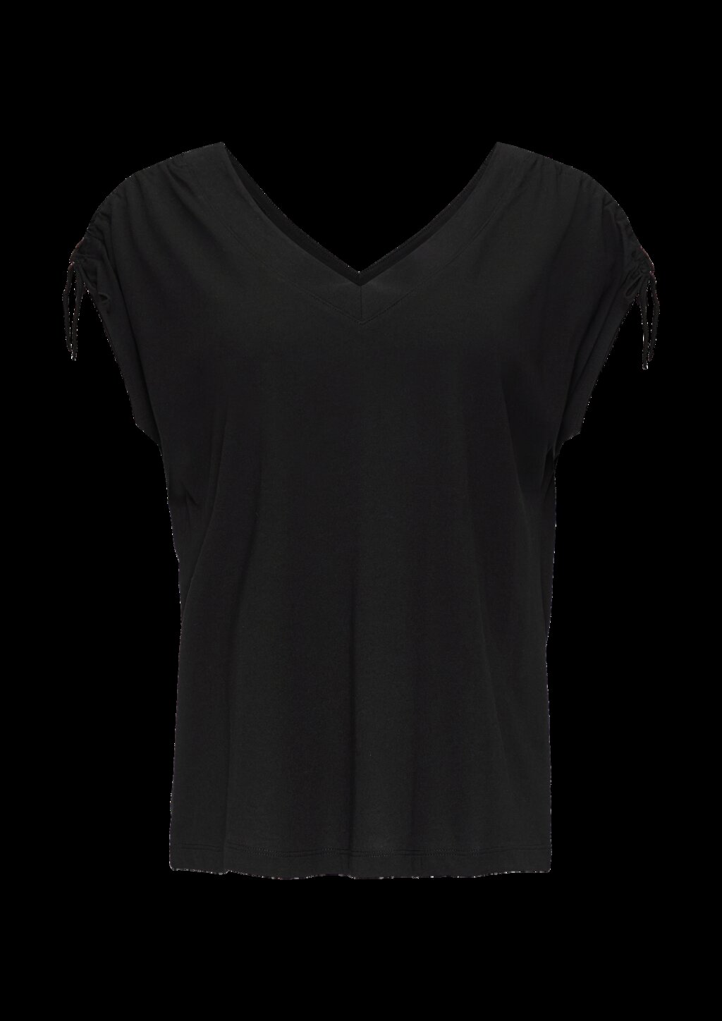 V-Neck Shirt mit Raffung an den Schultern