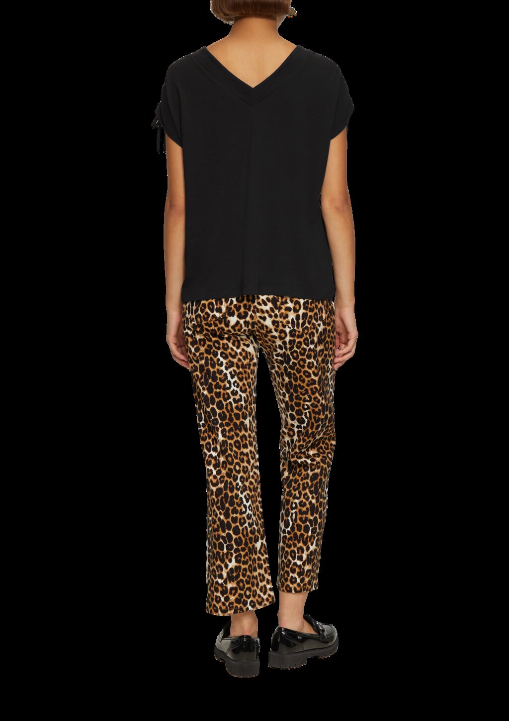 V-Neck Shirt mit Raffung an den Schultern