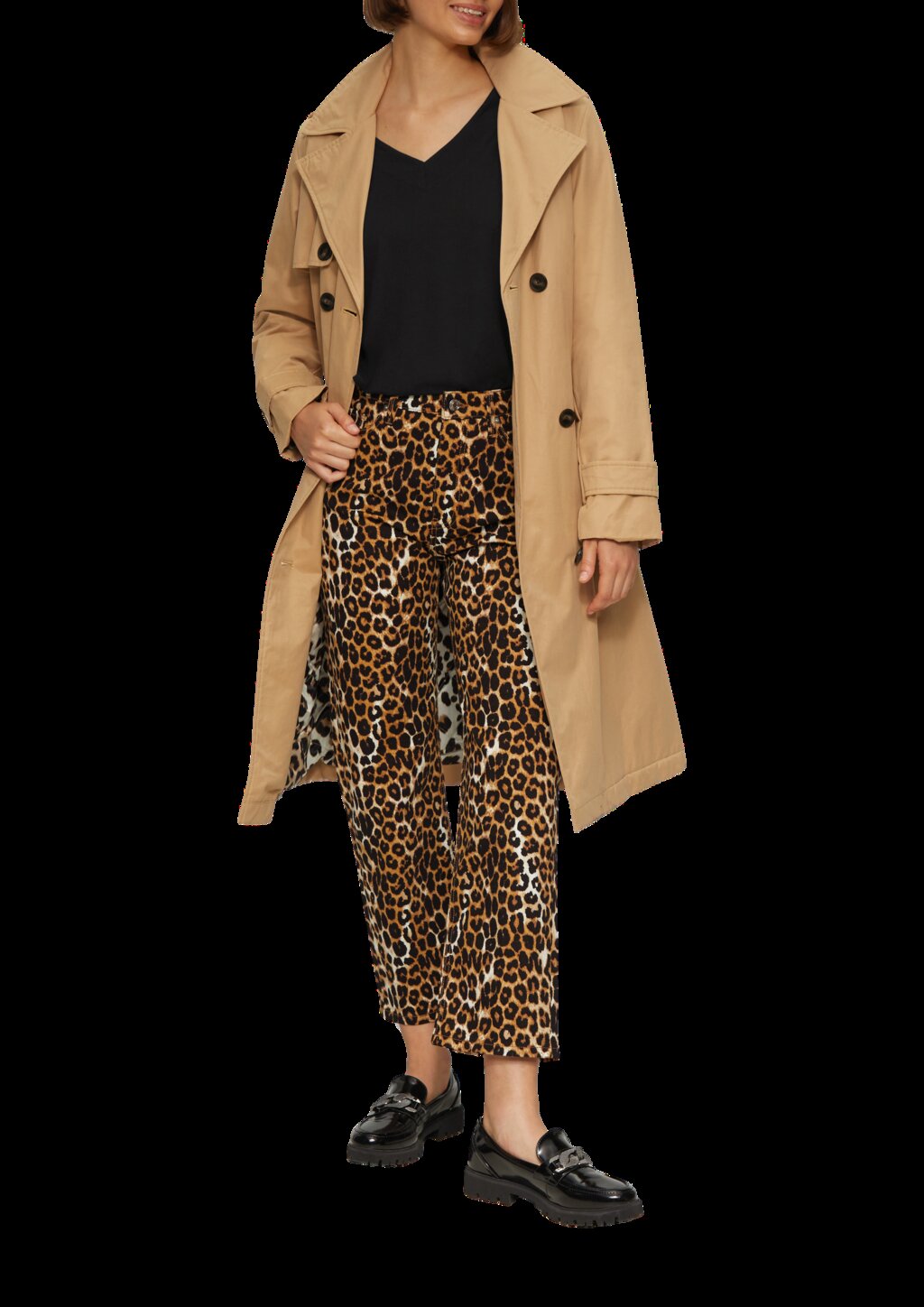 V-Neck Shirt mit Raffung an den Schultern