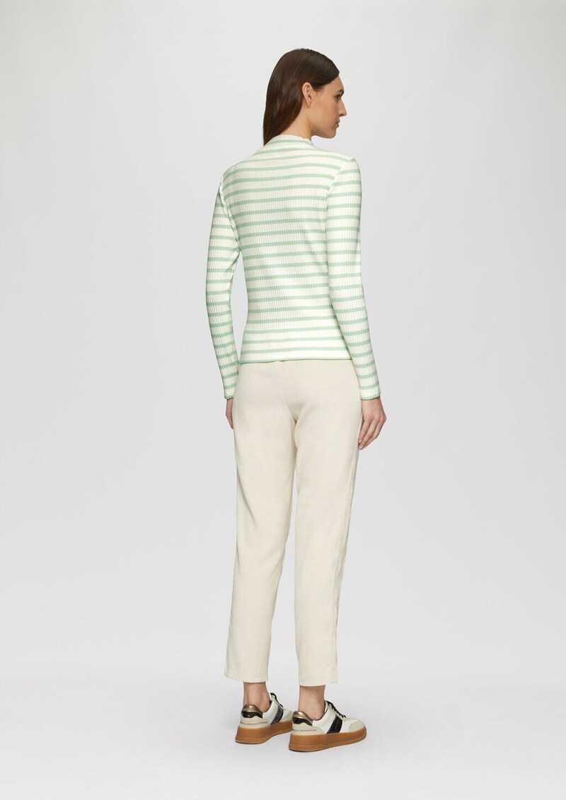 Langarmshirt mit Rippstruktur und Stehkragen