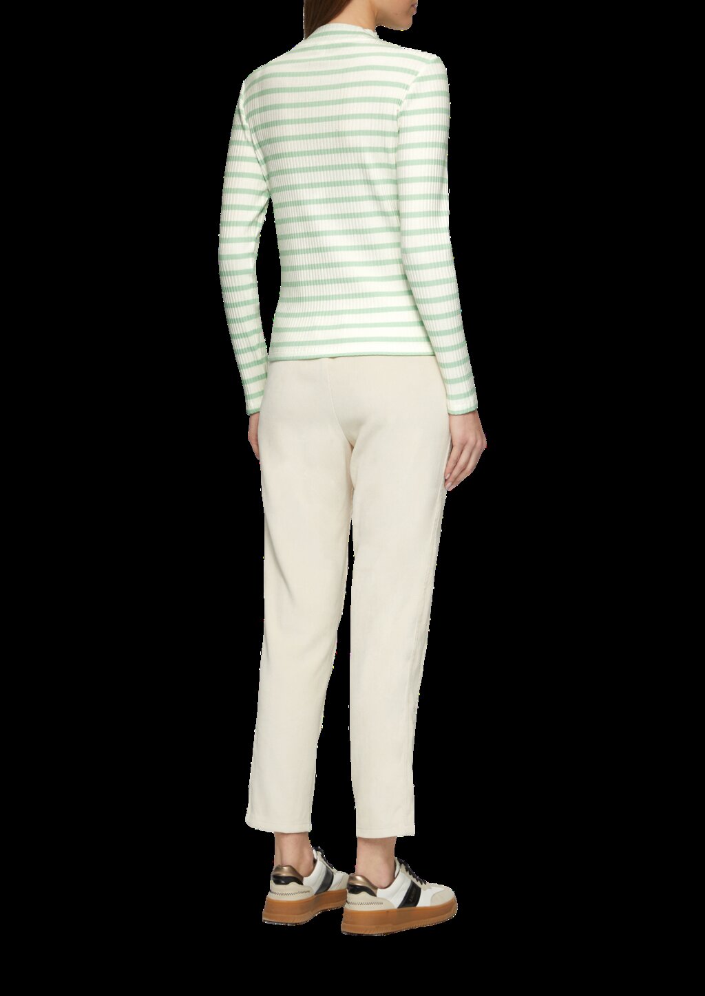 Langarmshirt mit Rippstruktur und Stehkragen