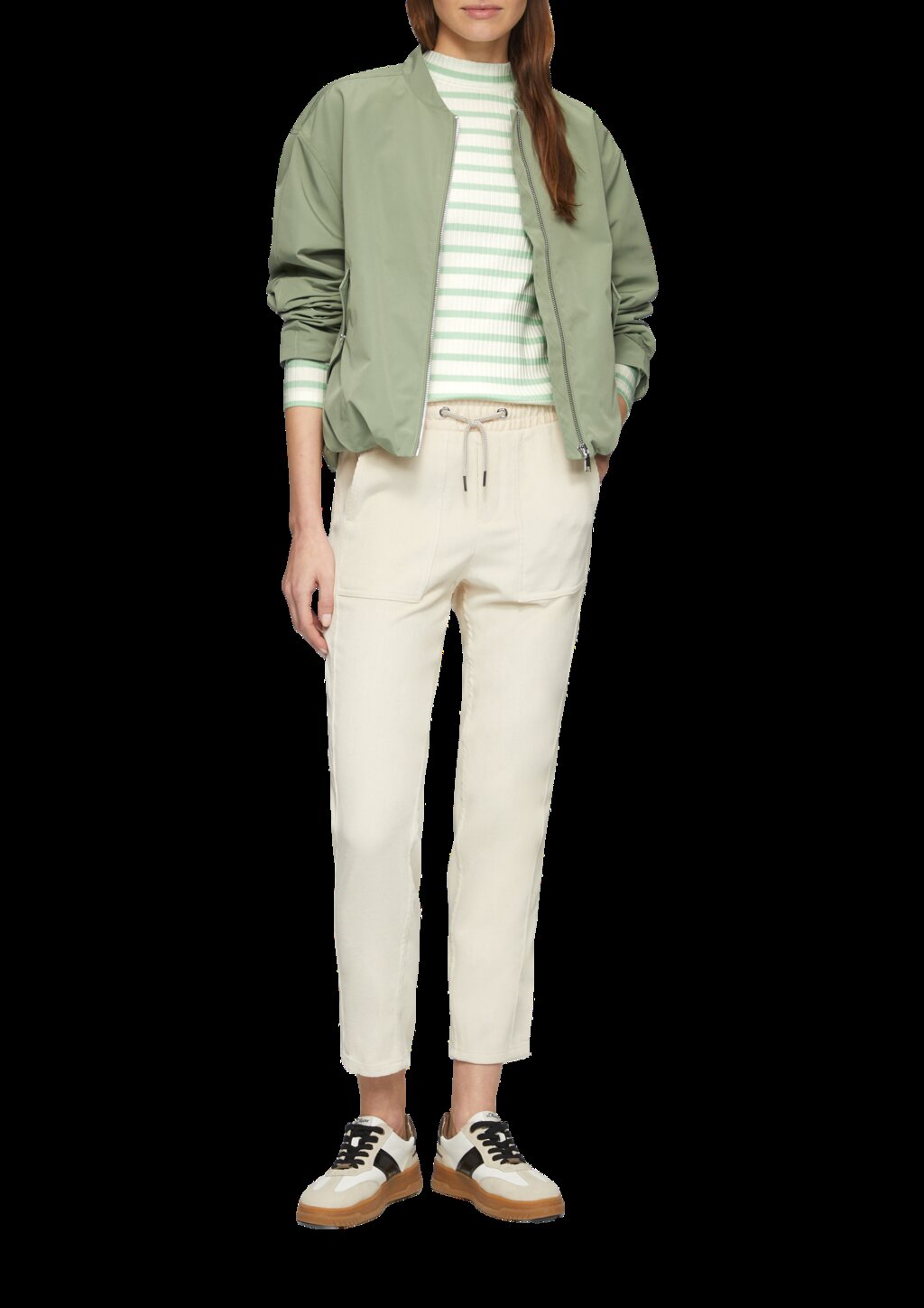 Langarmshirt mit Rippstruktur und Stehkragen